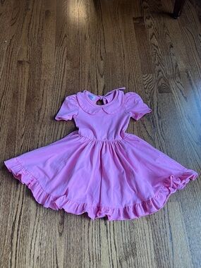 Girls' Pink Twirl Dress with Peter Pan Collar